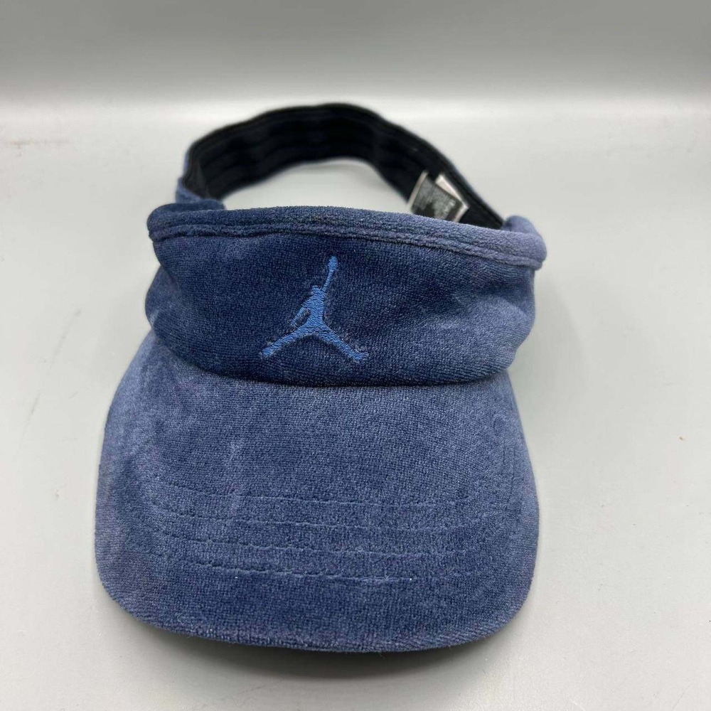 Air Jordan Visor Hat Men Blue Medium-Large Velour Jumpman Stretch Fitted Golf